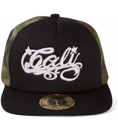 Sun Hats Cali Script Trucker Hat - Black/Camo - C111N38RQAJ $26.02