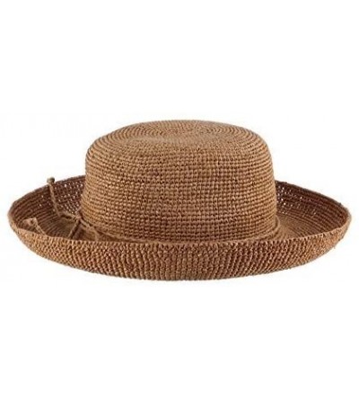 Sun Hats Women's Crocheted Raffia Hat with Drawstring - Tea - CI119GAKLQT $59.22