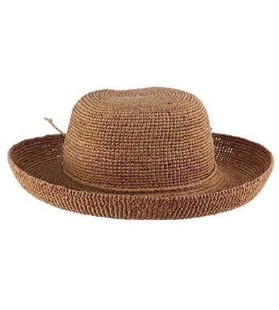 Sun Hats Women's Crocheted Raffia Hat with Drawstring - Tea - CI119GAKLQT $59.22