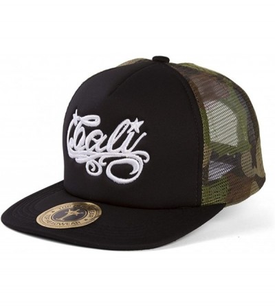 Sun Hats Cali Script Trucker Hat - Black/Camo - C111N38RQAJ $12.03