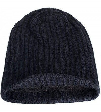 Skullies & Beanies Women's Solid Color Wool Knit Hats Earmuffs Parent-Child Caps - Navy6 - CT18I70CC67 $11.23