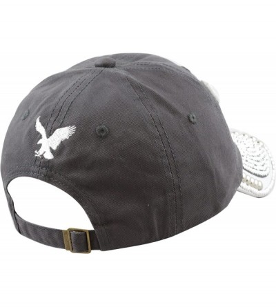 Baseball Caps Washed Cotton Shiny Bling Rhinestone Studded Eagle Cap - Dark Grey - CW12JJD7QUR $24.52