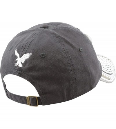 Baseball Caps Washed Cotton Shiny Bling Rhinestone Studded Eagle Cap - Dark Grey - CW12JJD7QUR $9.98