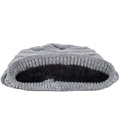Skullies & Beanies Men Winter Skull Cap Beanie Large Knit Hat with Thick Fleece Lined Daily - B - Navy Blue - CS18ZCA9HQQ $18.14