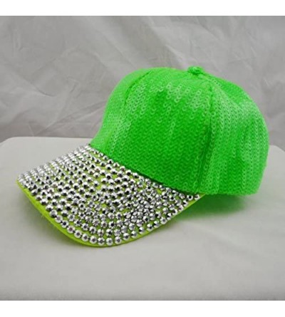 Baseball Caps Womens Glitter Rhinestones Brim Sequins Shiny Flashy Sunscreen Baseball Hat Ball Cap Adjustable - Green - CO12K...