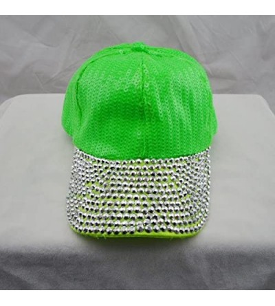 Baseball Caps Womens Glitter Rhinestones Brim Sequins Shiny Flashy Sunscreen Baseball Hat Ball Cap Adjustable - Green - CO12K...