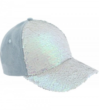 Baseball Caps Ladies Solid PU Baseball Hat - Pale Multi Sequin - CX18LZWCNSX $30.97