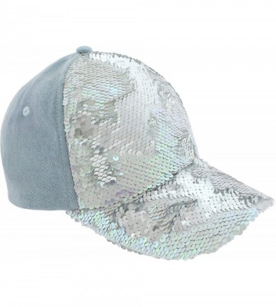 Baseball Caps Ladies Solid PU Baseball Hat - Pale Multi Sequin - CX18LZWCNSX $16.76