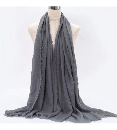 Headbands African Head Scarf-Cotton Long Turban Headwrap Large Stretch Jersey Neck Shawl Dark Grey - CX1996TH8N4 $10.79