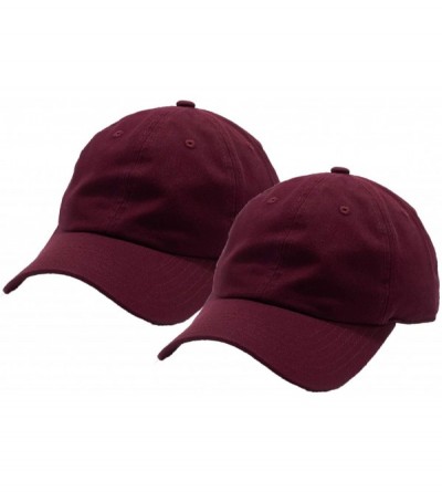 Baseball Caps Cotton Adjustable Baseball Classic Ballcap - Burgundy(2pcs) - C618WQHW04T $9.88