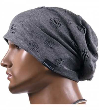 Skullies & Beanies Men's Chic Striped Thin Baggy Slouch Summer Beanie Skull Cap Hat - 9c-grey - C418E6YL8TT $12.76