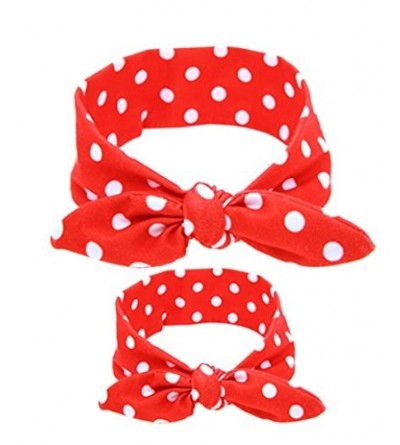 Headbands Mommy and Me Matching Cotton and Spandex Stretch Headbands (Red Polka Dot) - Red Polka Dot - C218CERT442 $8.57