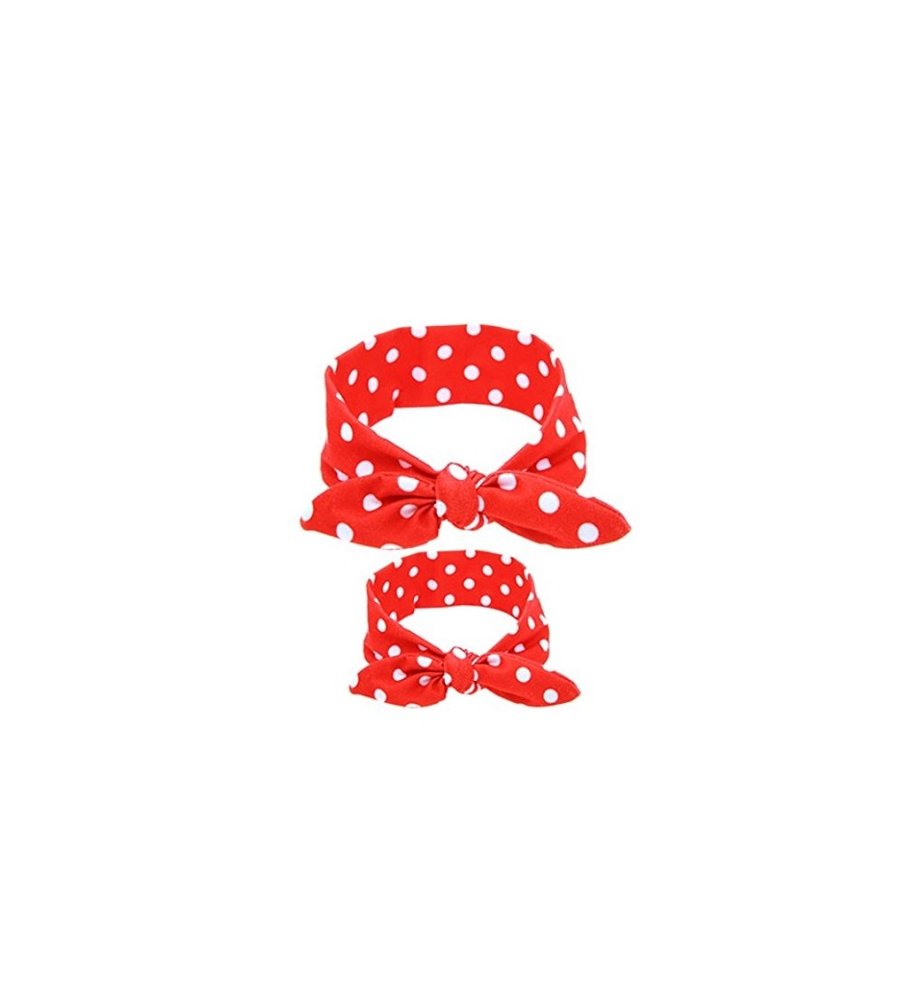 Headbands Mommy and Me Matching Cotton and Spandex Stretch Headbands (Red Polka Dot) - Red Polka Dot - C218CERT442 $8.57