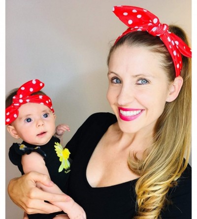 Headbands Mommy and Me Matching Cotton and Spandex Stretch Headbands (Red Polka Dot) - Red Polka Dot - C218CERT442 $8.57