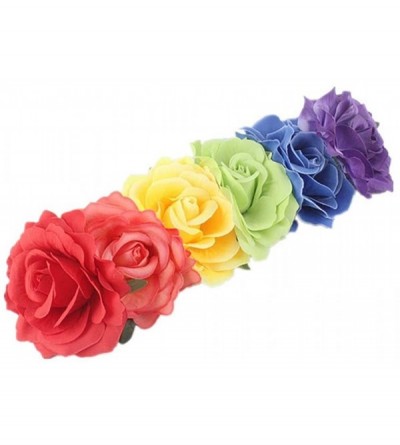 Headbands Love Fairy Bohemia Stretch Rose Flower Headband Floral Crown for Garland Party - Rainbow - CO18UUND6W5 $9.81