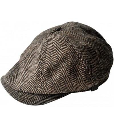 Newsboy Caps Mens Vintage Style 'Shelby' Cloth Cap Hat Twill Cabbie Hat Newsboy - Brown - CJ12DNKWT2H $18.50