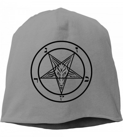 Skullies & Beanies Man Skull Cap Beanie Goat Pentagram Headwear Knit Hat Warm Hip-hop Hat - Deep Heather - CI18KLLZTGE $11.62