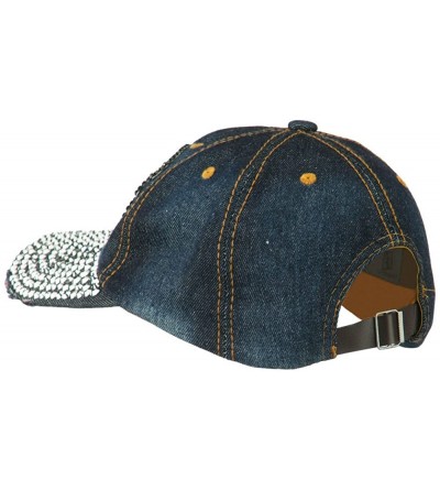 Baseball Caps Love Rhinestone Jeweled Baseball Cap - Dk Denim - CX11VLHL3WR $31.99