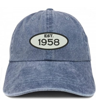 Baseball Caps Established 1958 Embroidered 62nd Birthday Gift Pigment Dyed Washed Cotton Cap - Navy - C8180N2G9XN $15.87