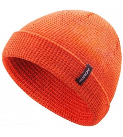 Skullies & Beanies Cuffed Beanie Hat Warm Headwear Daily Knit Hat Sports Skull Cap - Orange - CA18A6UTA32 $9.67