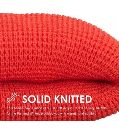 Skullies & Beanies Cuffed Beanie Hat Warm Headwear Daily Knit Hat Sports Skull Cap - Orange - CA18A6UTA32 $9.67