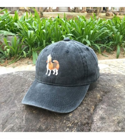 Baseball Caps Men's & Women's Cute Dog Mom & Dog Dad Baseball Cap Vintage Washed Funny Hat - Prideful Beagle - Black - C01925...