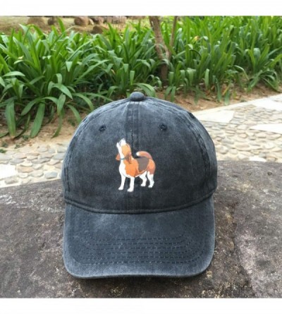 Baseball Caps Men's & Women's Cute Dog Mom & Dog Dad Baseball Cap Vintage Washed Funny Hat - Prideful Beagle - Black - C01925...