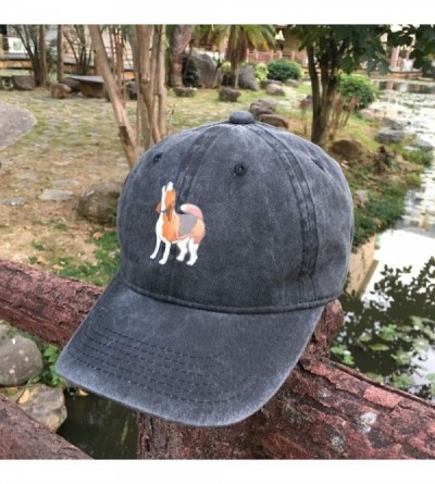 Baseball Caps Men's & Women's Cute Dog Mom & Dog Dad Baseball Cap Vintage Washed Funny Hat - Prideful Beagle - Black - C01925...