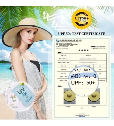 Sun Hats Floppy Straw Sun Hat UPF 50 Wide Brim Beach Summer Hats Packable - 16025beigemedium - CB18R3S4QYL $17.20