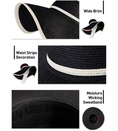 Sun Hats Floppy Straw Sun Hat UPF 50 Wide Brim Beach Summer Hats Packable - 16025beigemedium - CB18R3S4QYL $17.20