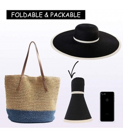 Sun Hats Floppy Straw Sun Hat UPF 50 Wide Brim Beach Summer Hats Packable - 16025beigemedium - CB18R3S4QYL $17.20