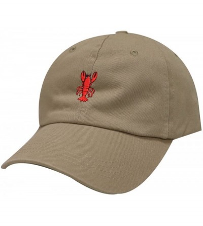 Baseball Caps Lopster Cotton Baseball Dad Cap - Khaki - CH17YSKUCKY $13.35