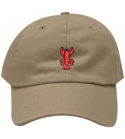 Baseball Caps Lopster Cotton Baseball Dad Cap - Khaki - CH17YSKUCKY $13.35