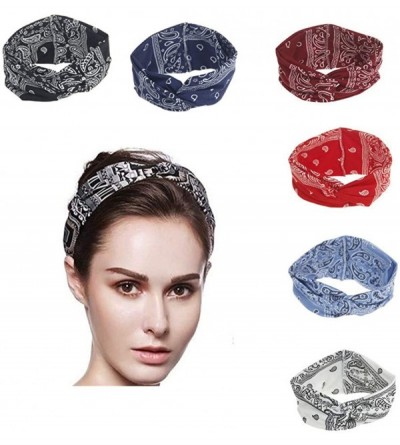 Headbands Women Yoga Sport Headband Elastic Floral Twisted Knotted Hair Band Turban - Black - CT18NU9OEKK $11.79