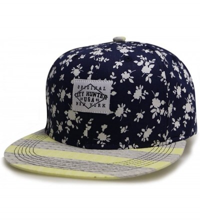 Baseball Caps Linen Flower Summer Snapback Hats - Navy - CB11YE8PC5T $26.75