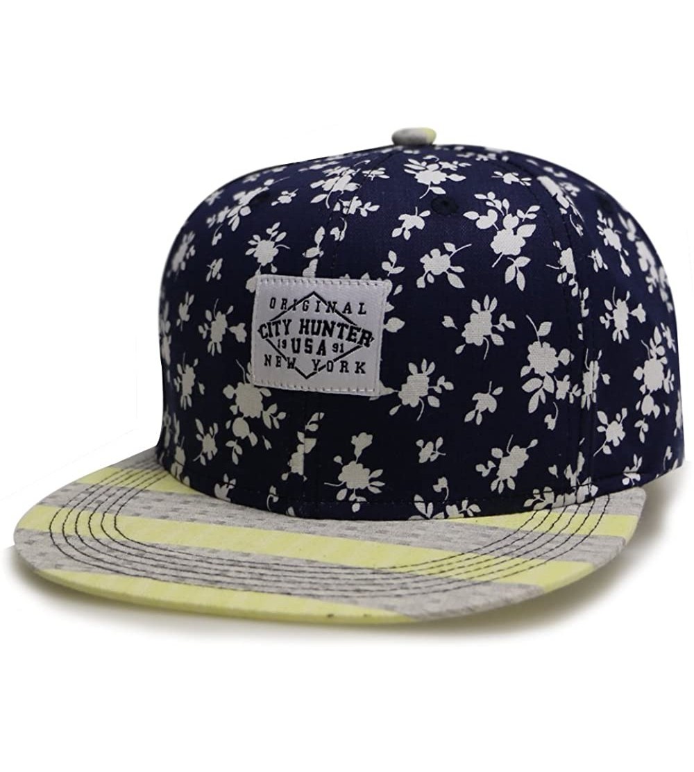 Baseball Caps Linen Flower Summer Snapback Hats - Navy - CB11YE8PC5T $15.98