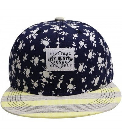 Baseball Caps Linen Flower Summer Snapback Hats - Navy - CB11YE8PC5T $15.98