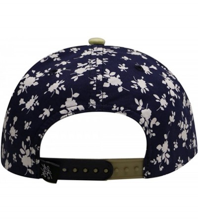 Baseball Caps Linen Flower Summer Snapback Hats - Navy - CB11YE8PC5T $15.98