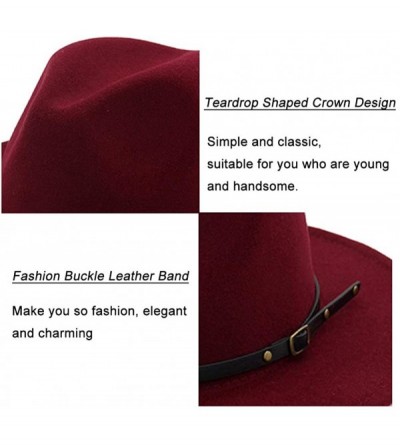 Fedoras Women Belt Buckle Fedora Hat - Claret-red - CV1838X6MQK $15.38