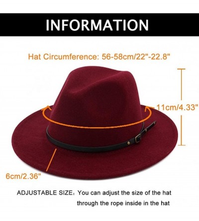 Fedoras Women Belt Buckle Fedora Hat - Claret-red - CV1838X6MQK $15.38