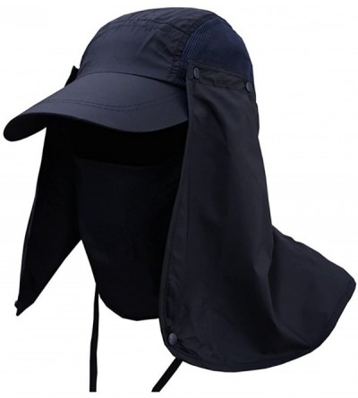 Sun Hats Outdoor Hiking Fishing Hat Protection Cover Neck Face Flap Sun Cap for Men Women - Navy Blue - C618G87LXMY $26.36