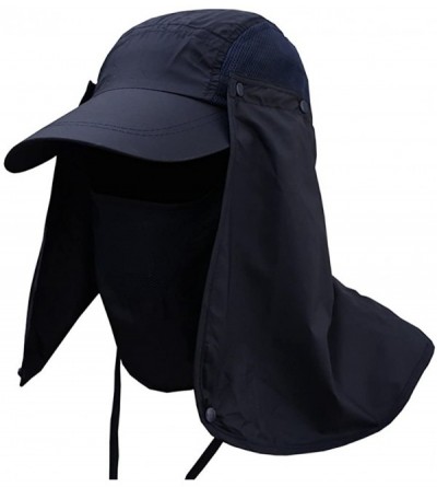 Sun Hats Outdoor Hiking Fishing Hat Protection Cover Neck Face Flap Sun Cap for Men Women - Navy Blue - C618G87LXMY $15.33