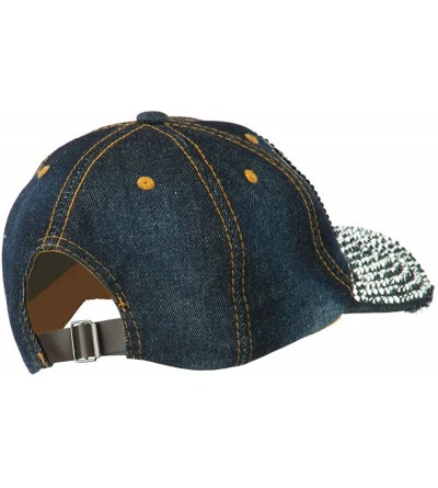 Baseball Caps Love Rhinestone Jeweled Baseball Cap - Dk Denim - CX11VLHL3WR $31.99