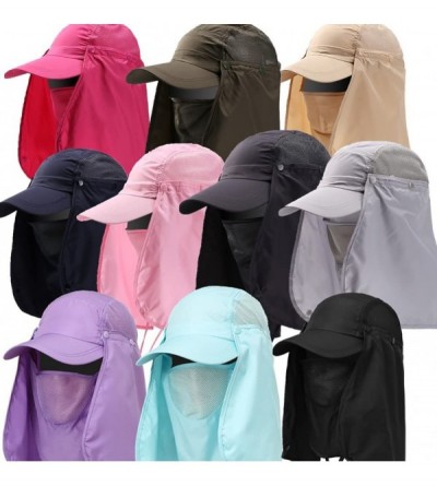 Sun Hats Outdoor Hiking Fishing Hat Protection Cover Neck Face Flap Sun Cap for Men Women - Navy Blue - C618G87LXMY $15.33