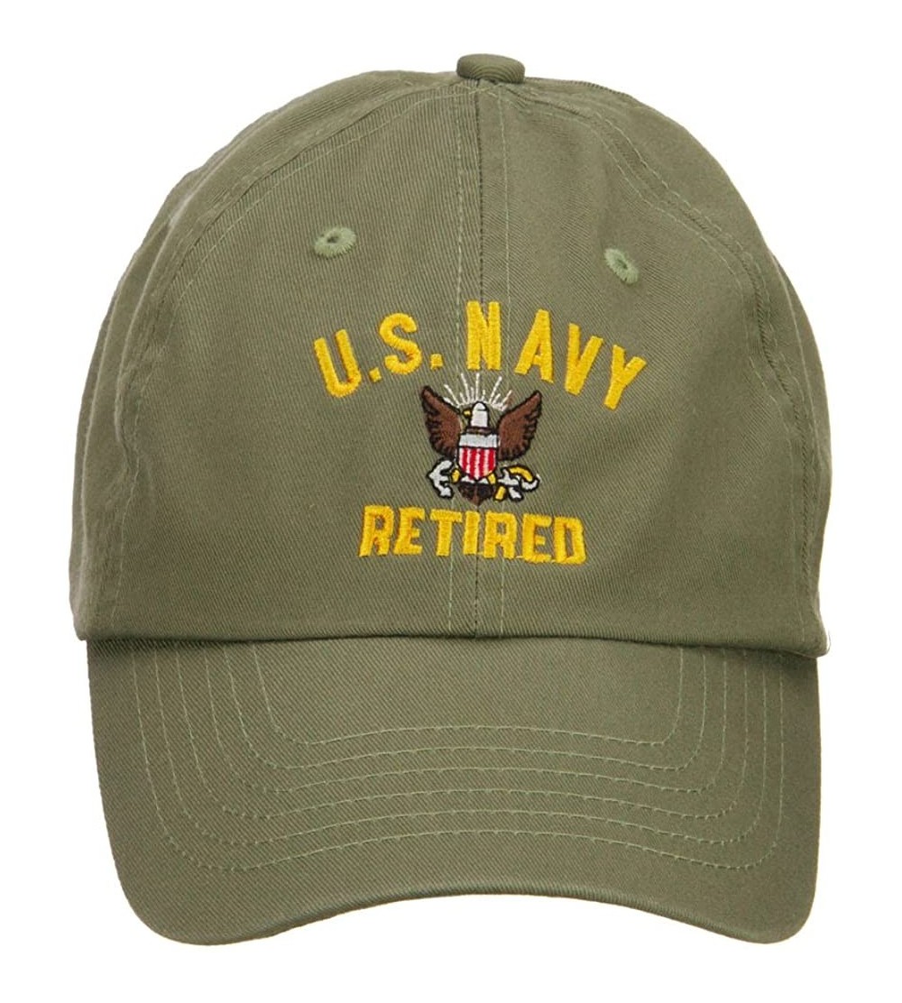 Baseball Caps US Navy Retired Military Embroidered Washed Cap - Olive - C5126E9CFZP $23.58