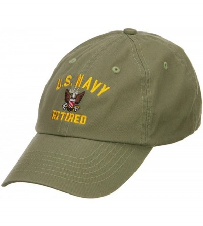 Baseball Caps US Navy Retired Military Embroidered Washed Cap - Olive - C5126E9CFZP $23.58