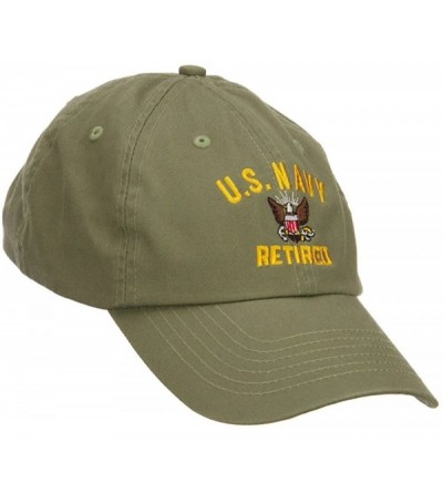 Baseball Caps US Navy Retired Military Embroidered Washed Cap - Olive - C5126E9CFZP $23.58