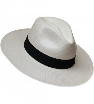 Fedoras Tumia - Fedora Panama Hat - White or Natural - Non-Rollable Version. - White- Black Band - CN12IPNRRQZ $53.74