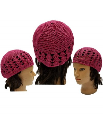 Skullies & Beanies Kufi Hat Skull Cap Islamic Muslim Prayer Hat Skull Chemo Cap Beanie Hats Turban - Fushia - CN18HEDGSDN $11.94