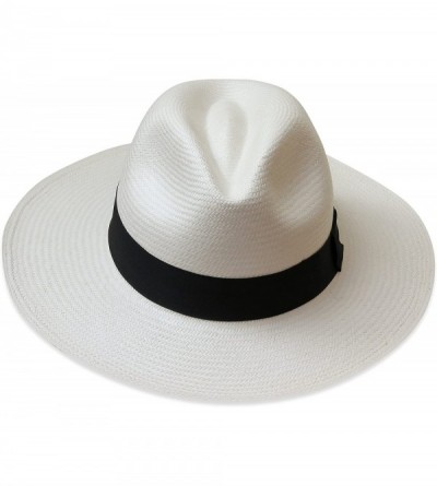 Fedoras Tumia - Fedora Panama Hat - White or Natural - Non-Rollable Version. - White- Black Band - CN12IPNRRQZ $53.74